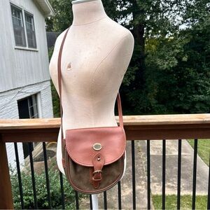 Vintage Mark Cross Country green & brown leather flap Shoulder bag handbag USA